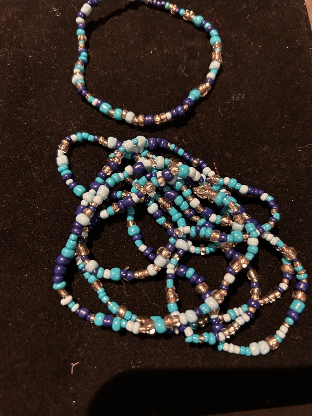 Handmade Blue & Turquoise Seed Bead Bracelet Set by